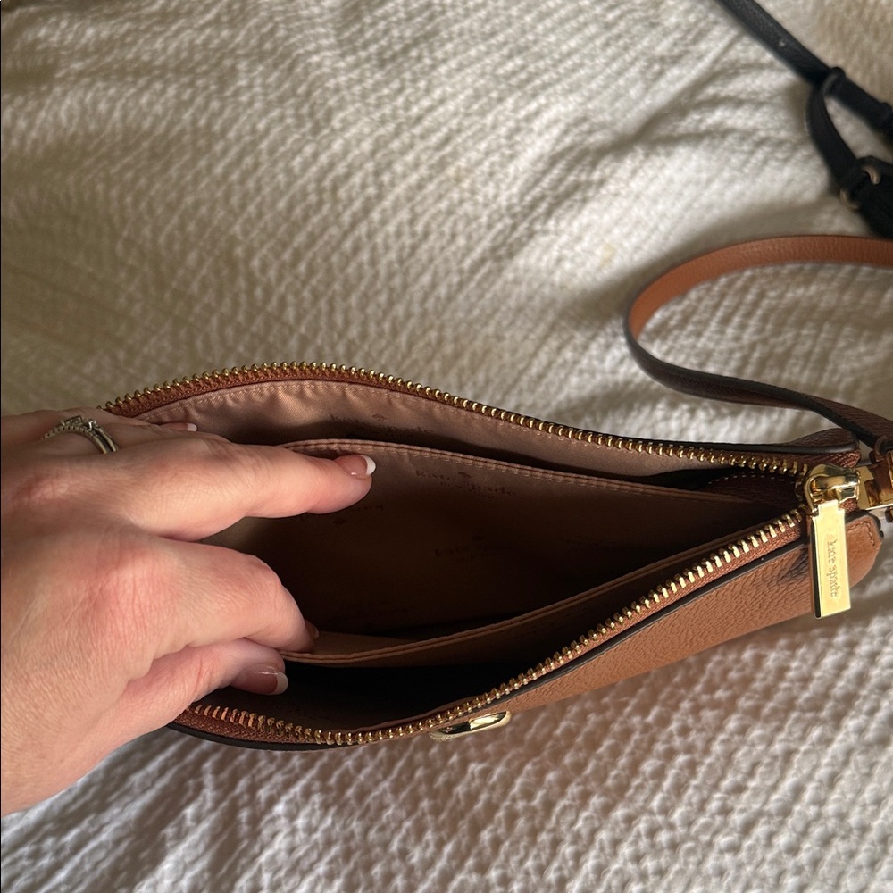 kate spade Brown Pebbled Leather Crossbody with Gold Logo - Picture 2 of 3